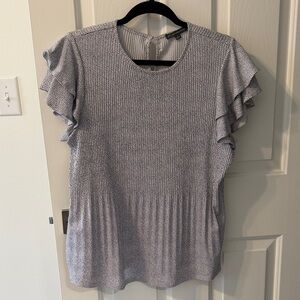 Adrianna Papell Ruffle Sleeve Blouse - Black and White